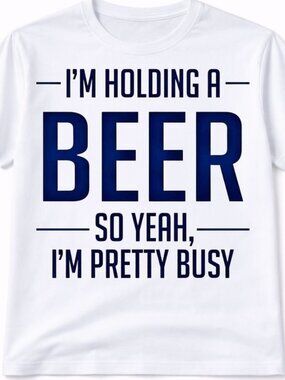 Holding A Beer Funny Graphic T Shirt Trendy Boutique Style Tee Mens Gifts White